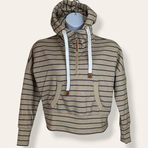 Wanakome Leila Cropped Beige Stripe Hoodie